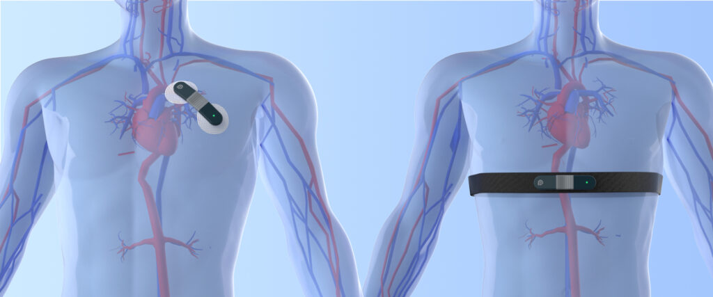 two wearing modes of ER1 with chest strap or electrodes